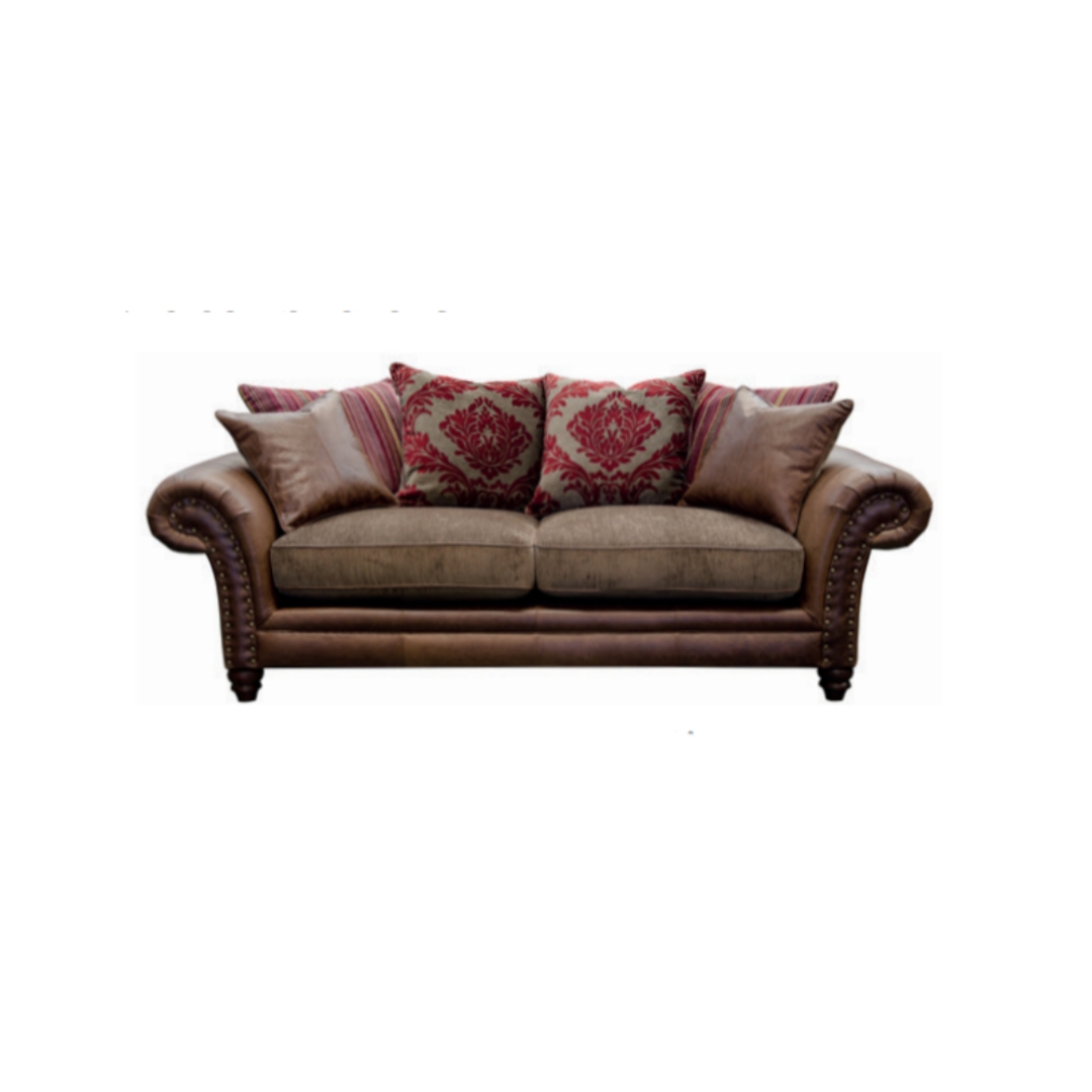 A&J Hudson 3 Seater Leather Sofa with scatter cushions image 0